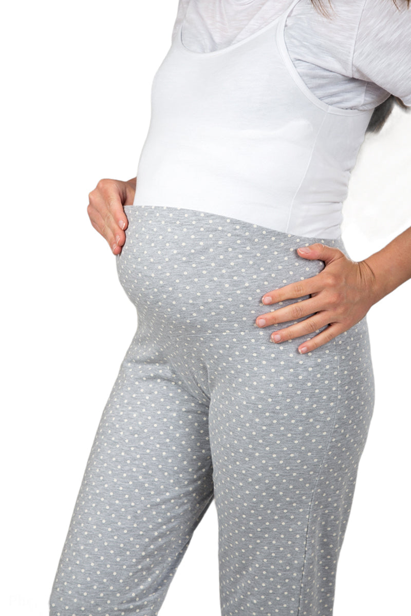 Pigiama pre-post parto manica lunga con taglio incrociato e pantalone con fascia