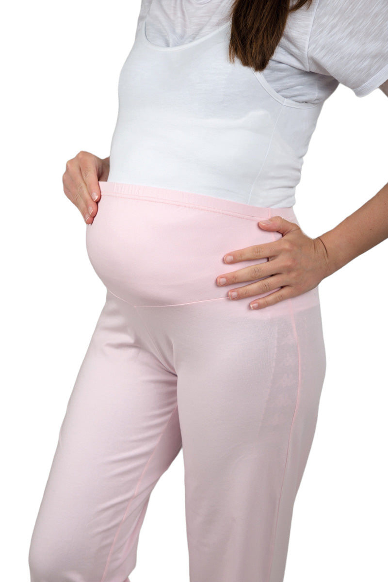 Pigiama pre-post parto manica lunga mod. serafino e pantalone con fascia in vita