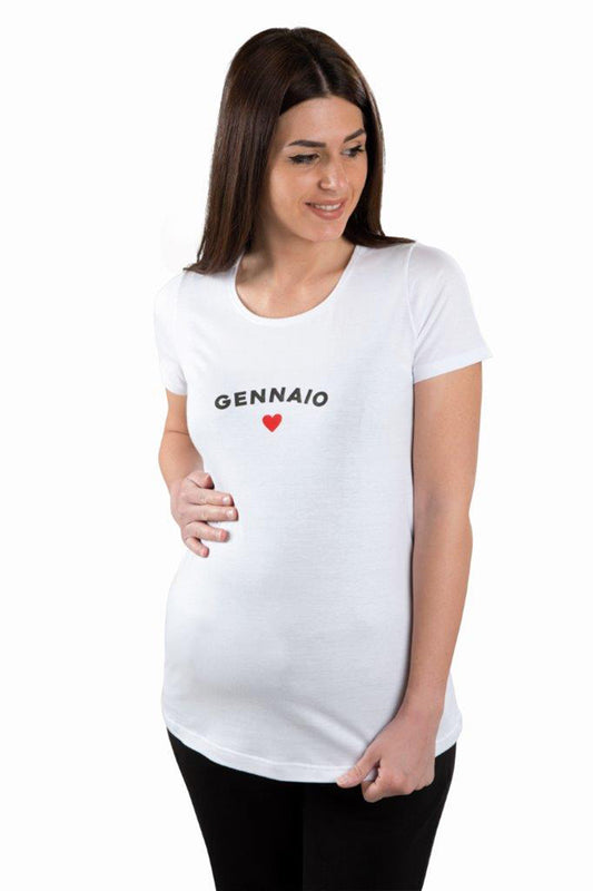 T-shirt premaman mezza manica con stampa mese