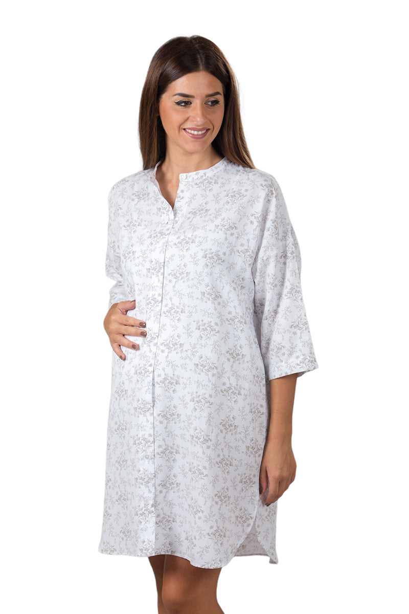 Camicia clinica aperta davanti manica 3/4 con scollo coreano