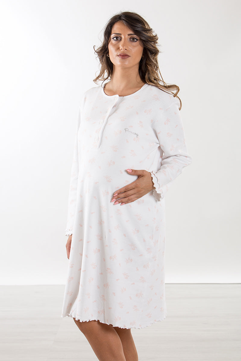 Camicia da notte premaman modello serafino manica lunga