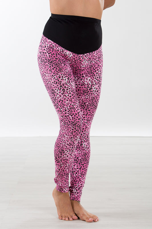 Leggings stampato premaman conformato (fantasia maculata rosa-bianco-nero)