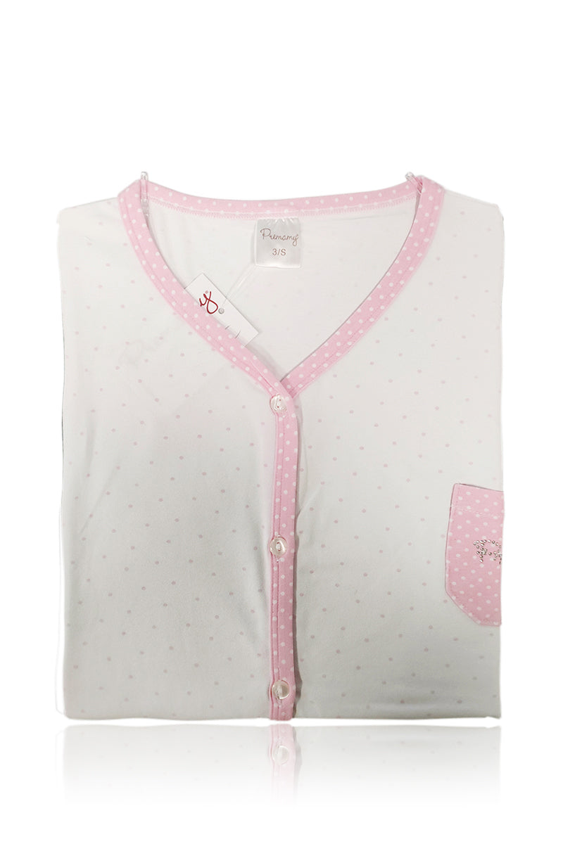 Camicia da notte clinica aperta davanti mezza manica