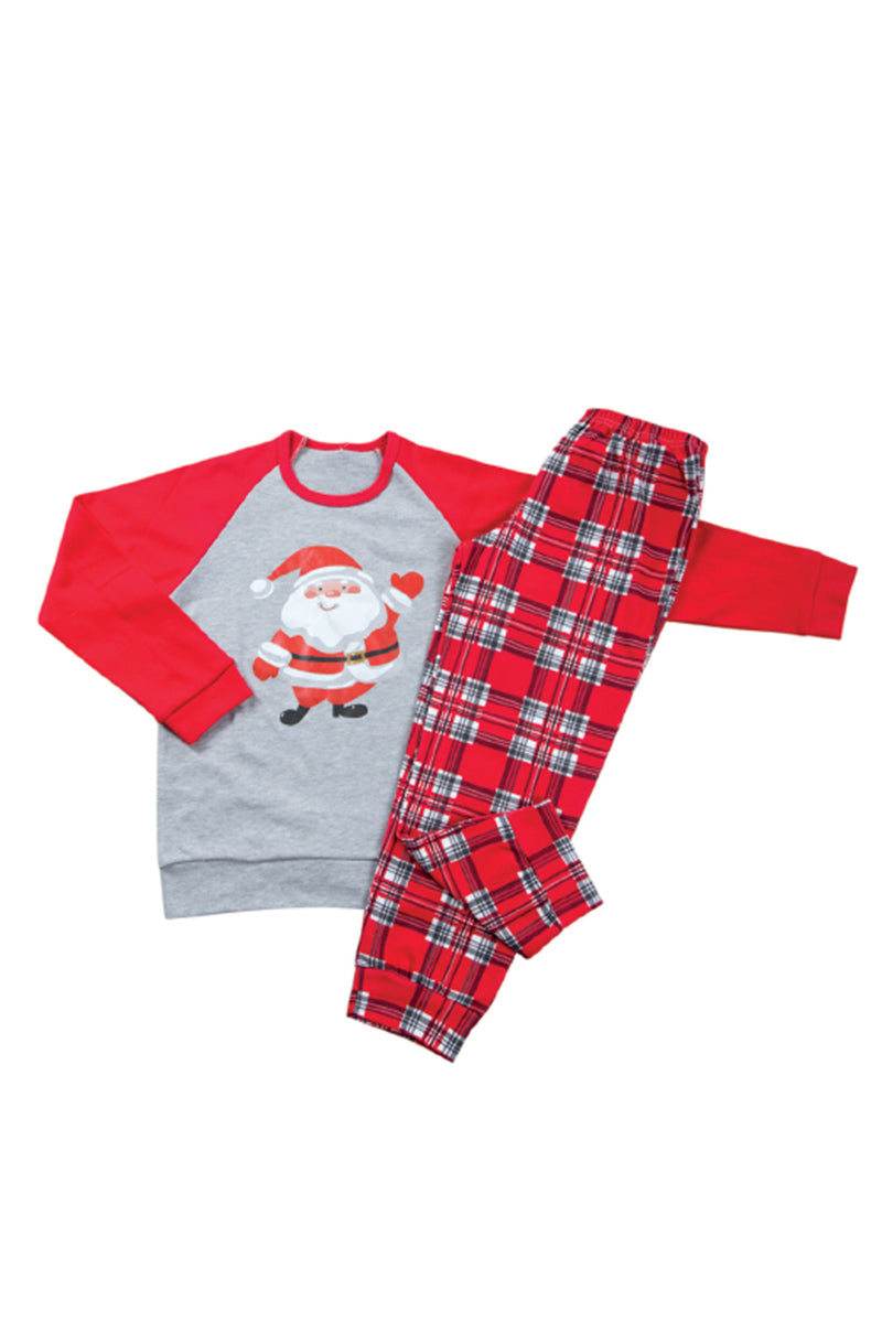 Pigiama bimba/o in caldo cotone con maniche raglan, stampa e pantalone scozzese