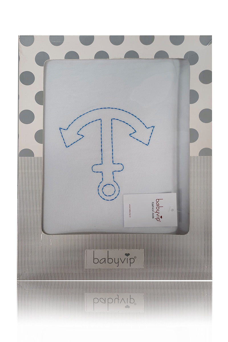 Copertina in cotone con ricamo ancora