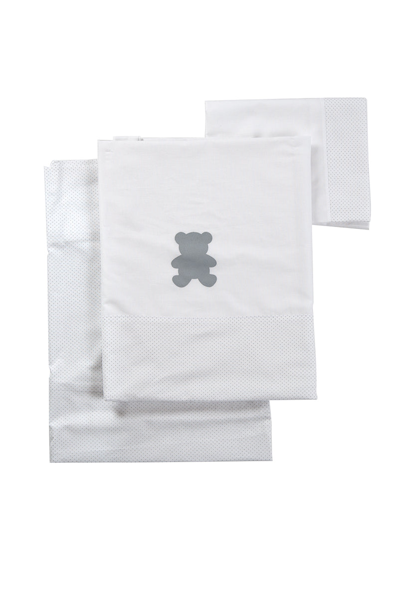 Set lenzuola 3 pezzi per carrozzina e culletta: sopra, sotto e federa