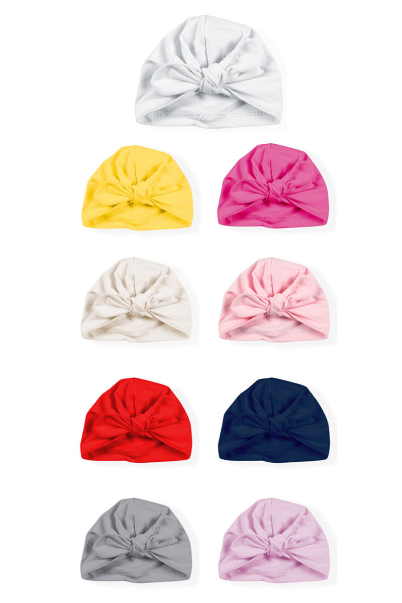Cappellino neonata in cotone elasticizzato con fiocco annodabile