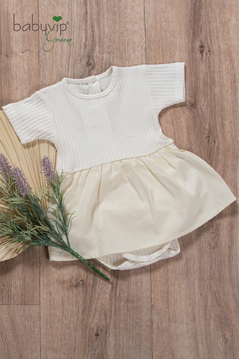 Body neonata in cotone a mezza manica in costina organica