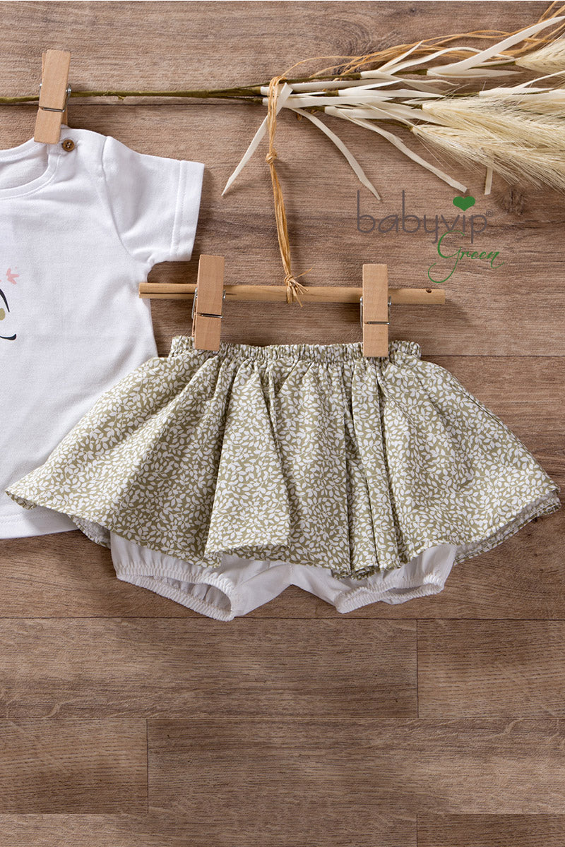 Pantaloncino modello gonnellina in tela di cotone organico