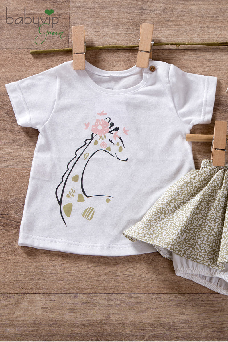 T-shirt neonata in cotone organico con stampa