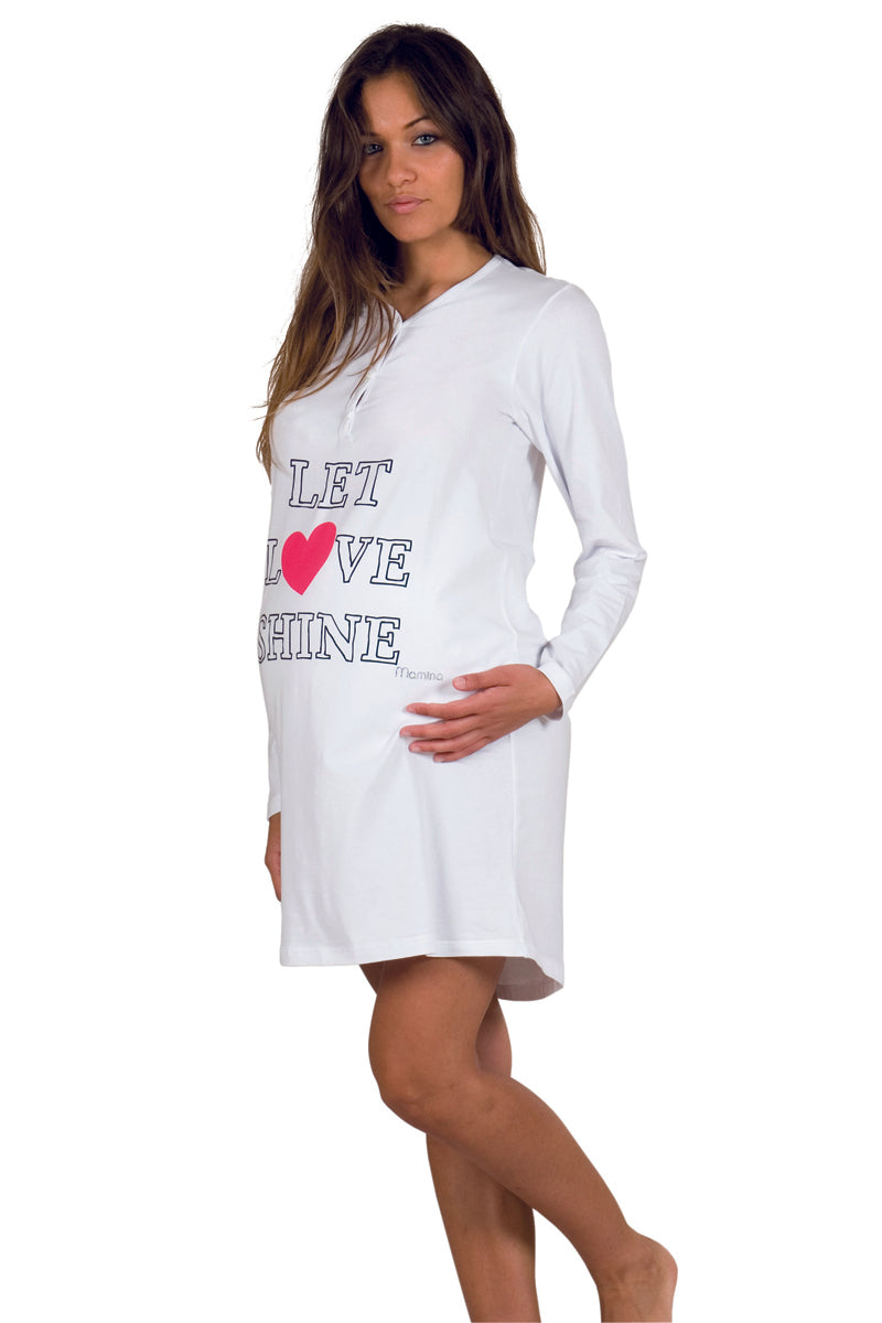 Camicia da notte per gravidanza e allattamento manica lunga