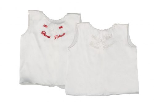 Camicina della fortuna smanicata in seta con ricamo