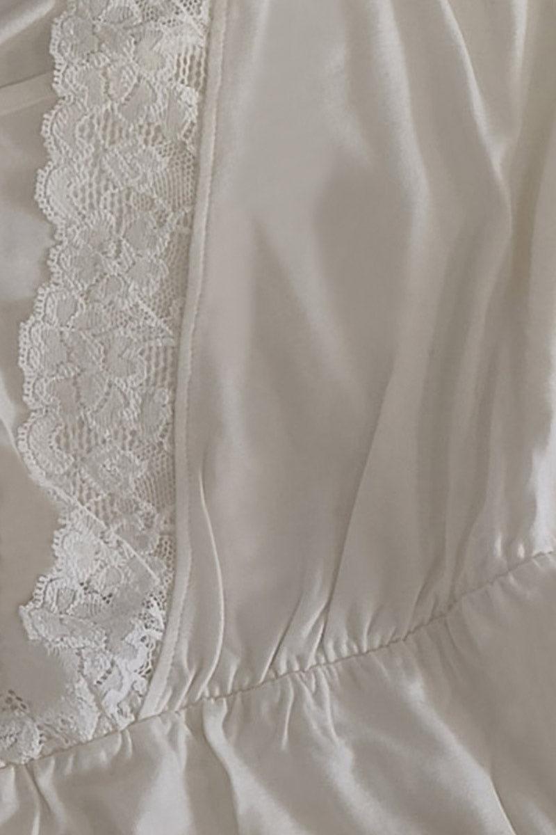 Pigiama allattamento in cotone elasticizzato a mezza manica con scollo a V in pizzo