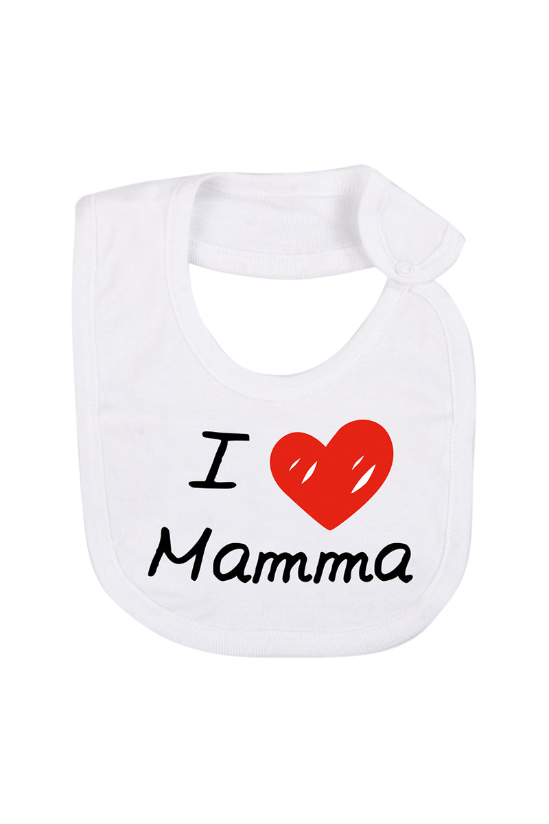 Bavetta in cotone con stampa "I love mamma"