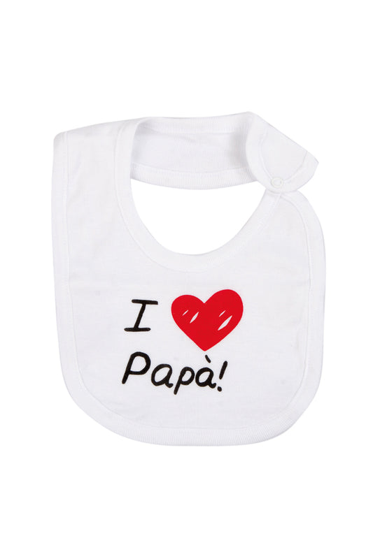 Bavetta in cotone con stampa "I love papà"
