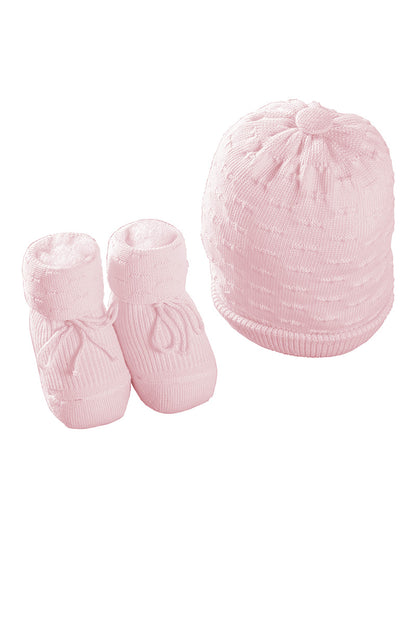 set neonato cappellino e scarpine in cotone caldo