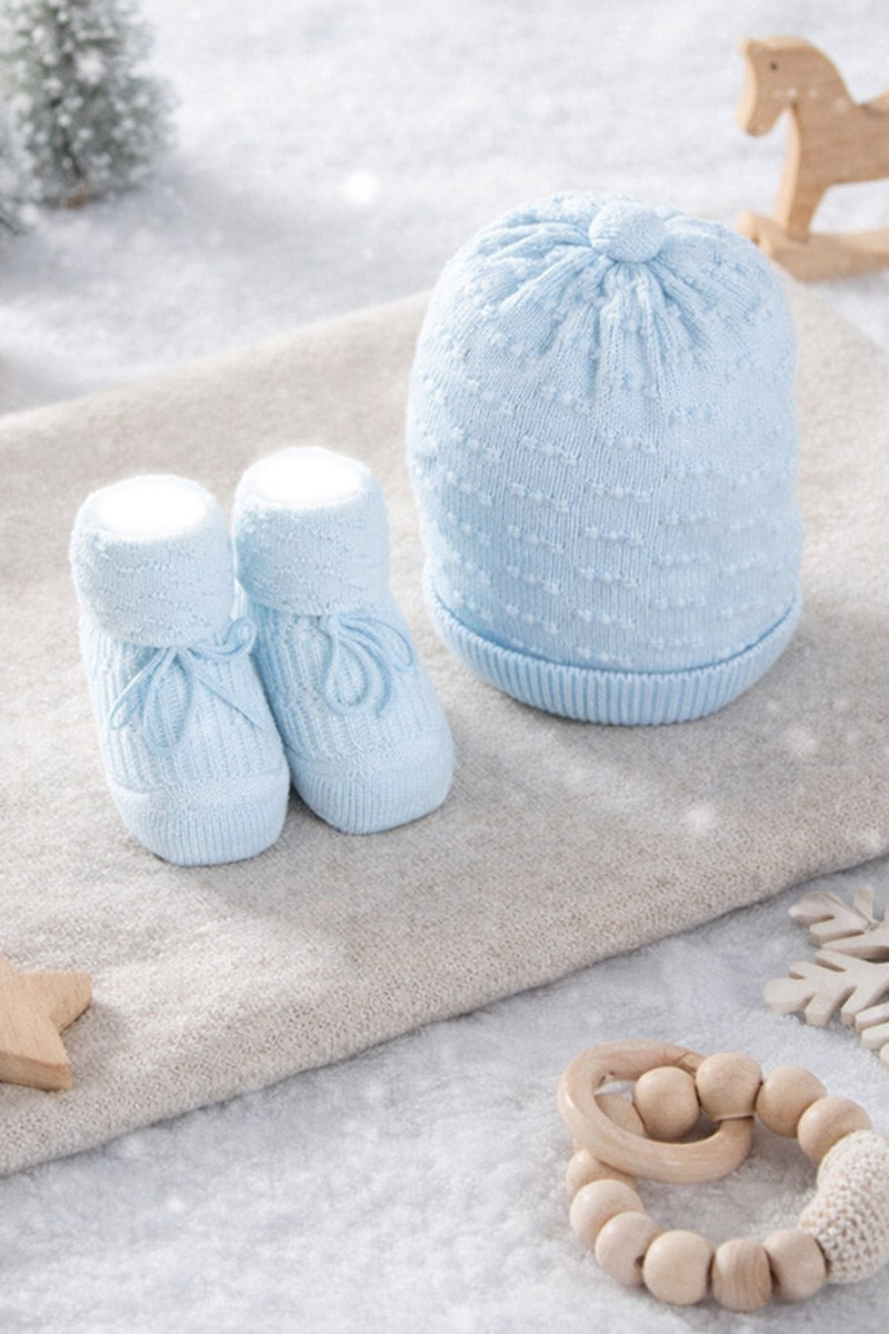 set neonato cappellino e scarpine in cotone caldo