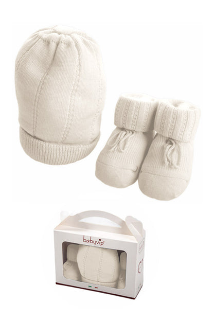 set neonato cappellino e scarpine in cotone caldo