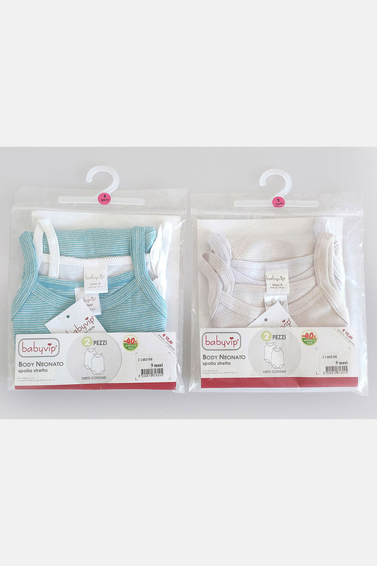 Set 4 Body neonato/a Babyvip spalla stretta 100% cotone colori assortiti