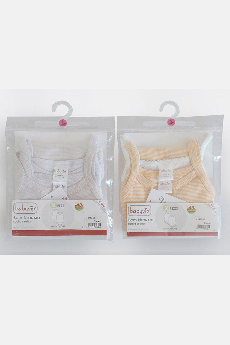 Set 4 Body neonato/a Babyvip spalla stretta 100% cotone colori assortiti