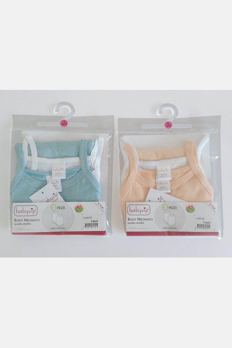 Set 4 Body neonato/a Babyvip spalla stretta 100% cotone colori assortiti