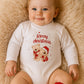 Body a lupetto manica lunga in cotone con stampe natalizie