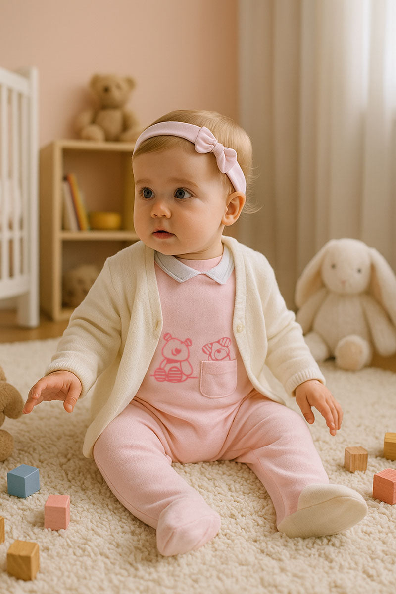 Tutina neonata in ciniglia con stampa