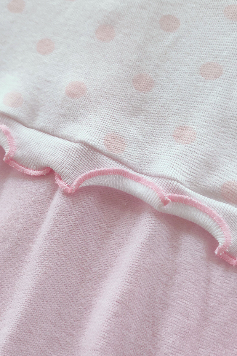 Pagliaccetto mezza manica in cotone a pois con strass