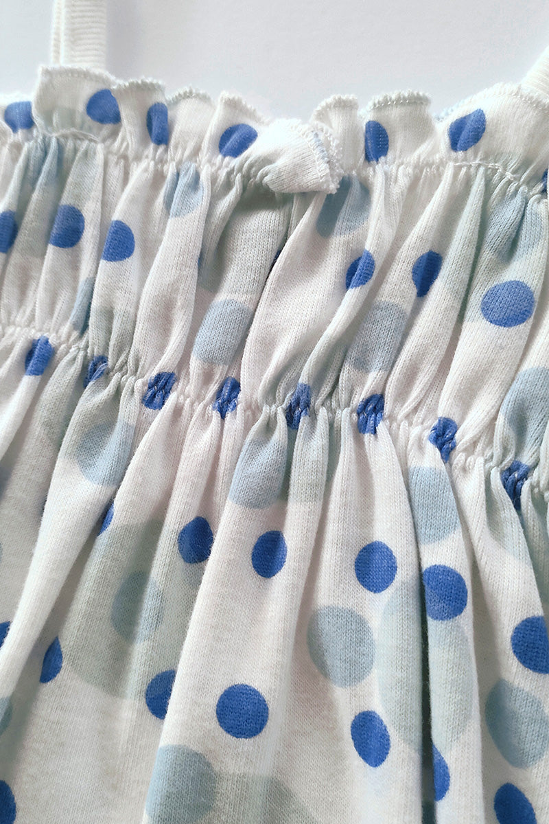 Pagliaccetto spalla stretta neonata con fantasia a  pois in cotone con strass