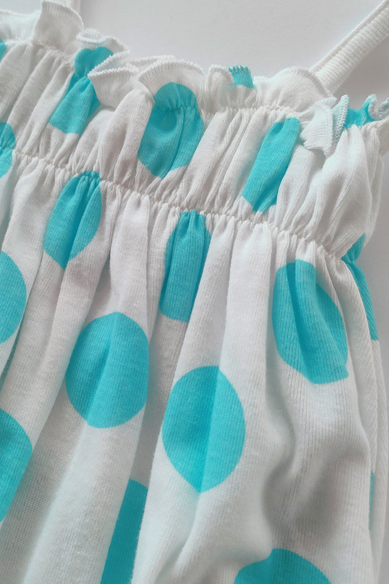 Pagliaccetto spalla stretta neonata con fantasia a  pois in cotone con strass