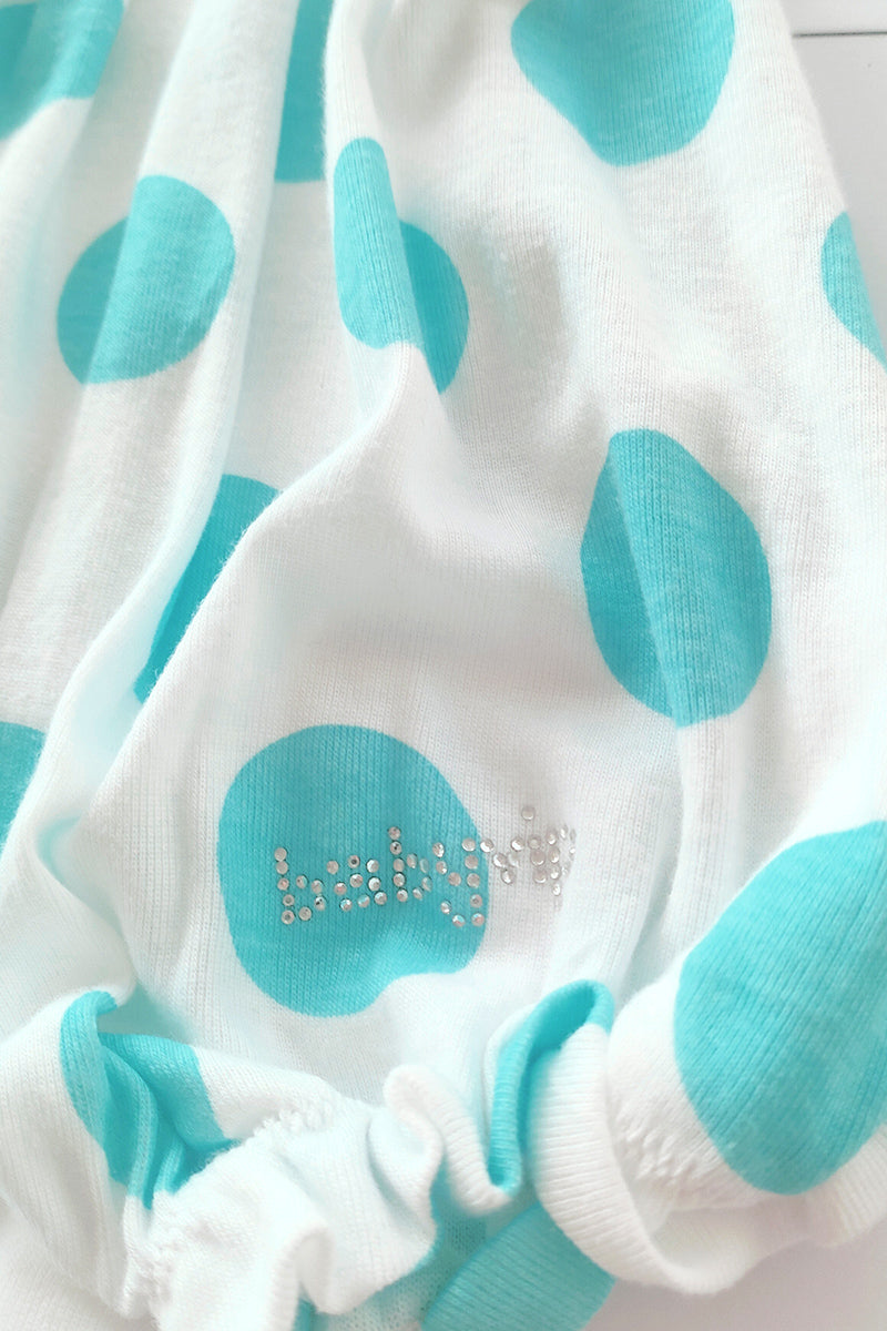 Pagliaccetto spalla stretta neonata con fantasia a  pois in cotone con strass