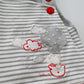 Salopette in cotone elasticizzato rigato con ricamo orsacchiotto