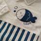 Completo 2 pezzi in cotone con ricamo pesciolino