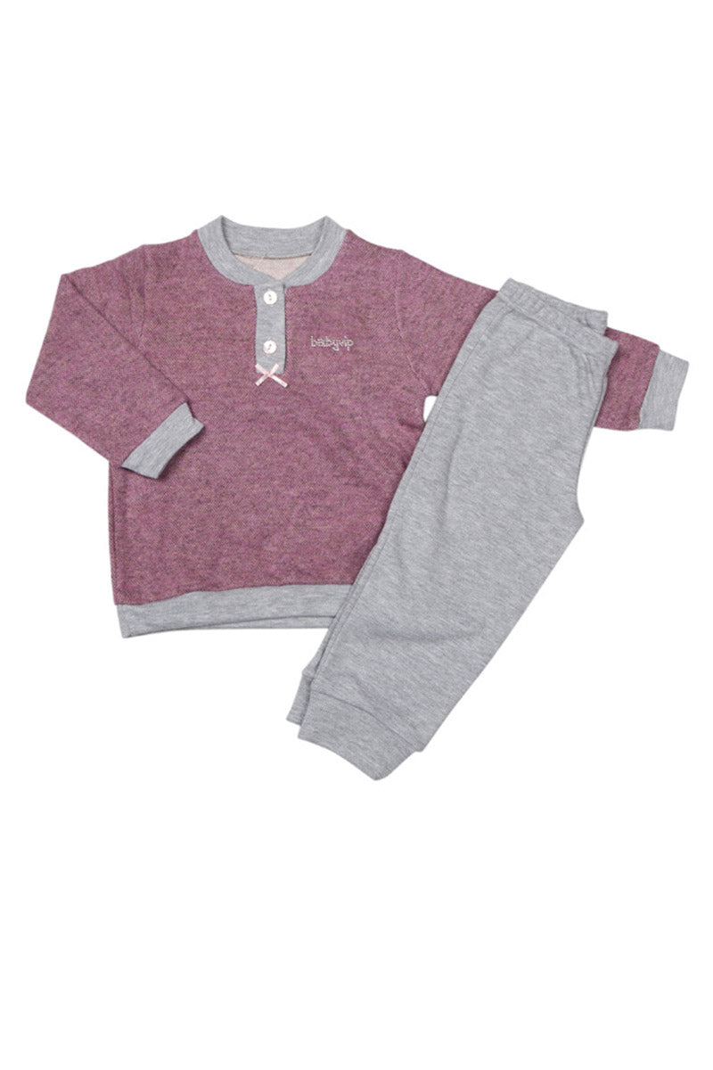 Pigiama bimba in punto milano a fantasia rombi con strass