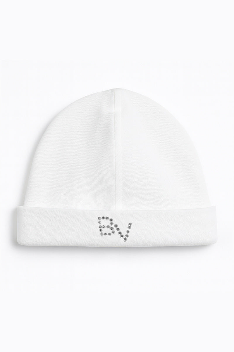 Cappellino neonato in cotone con strass
