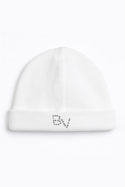 Cappellino neonato in cotone con strass