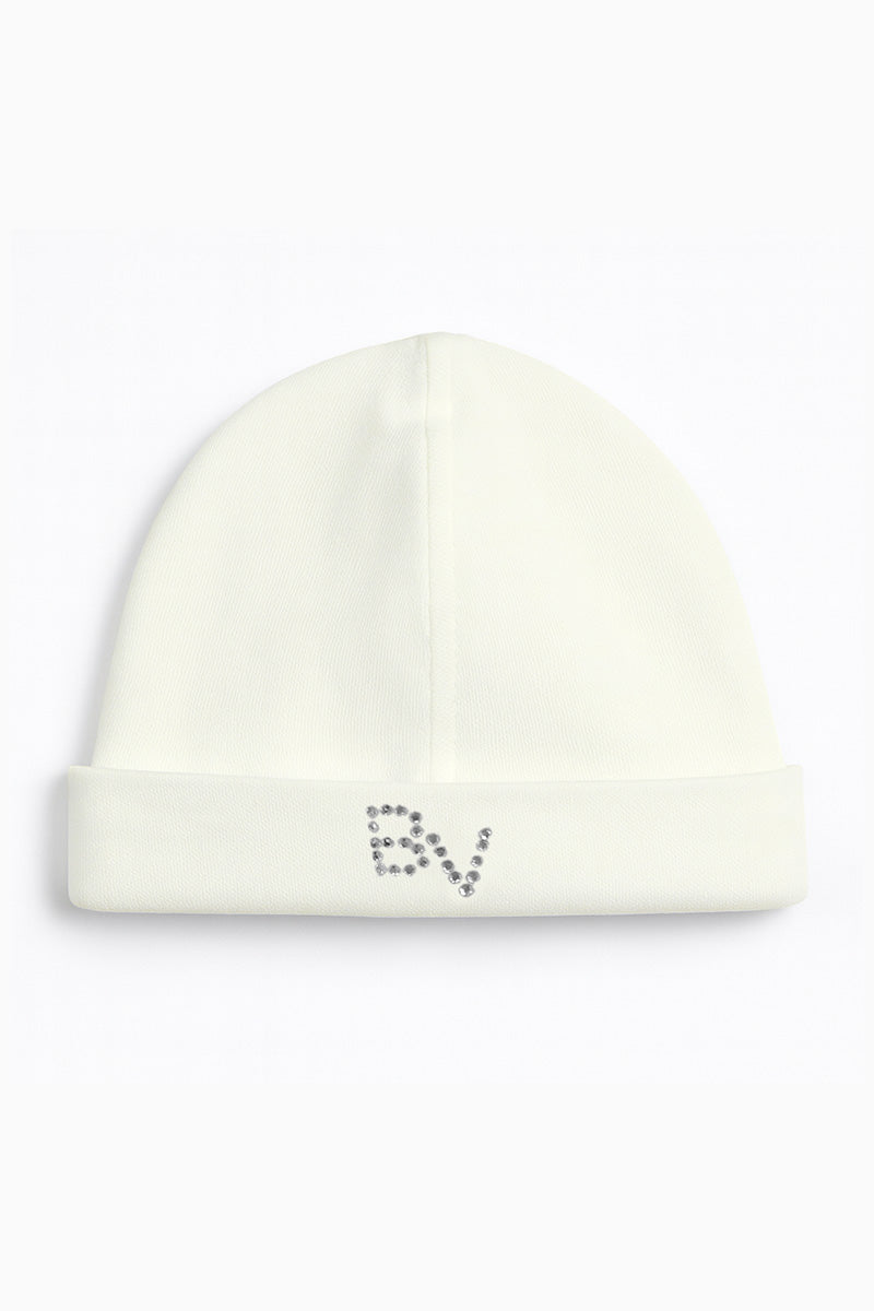 Cappellino neonato in cotone con strass