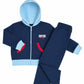 Tuta con cappuccio neonato/bimbo in cotone con stampa