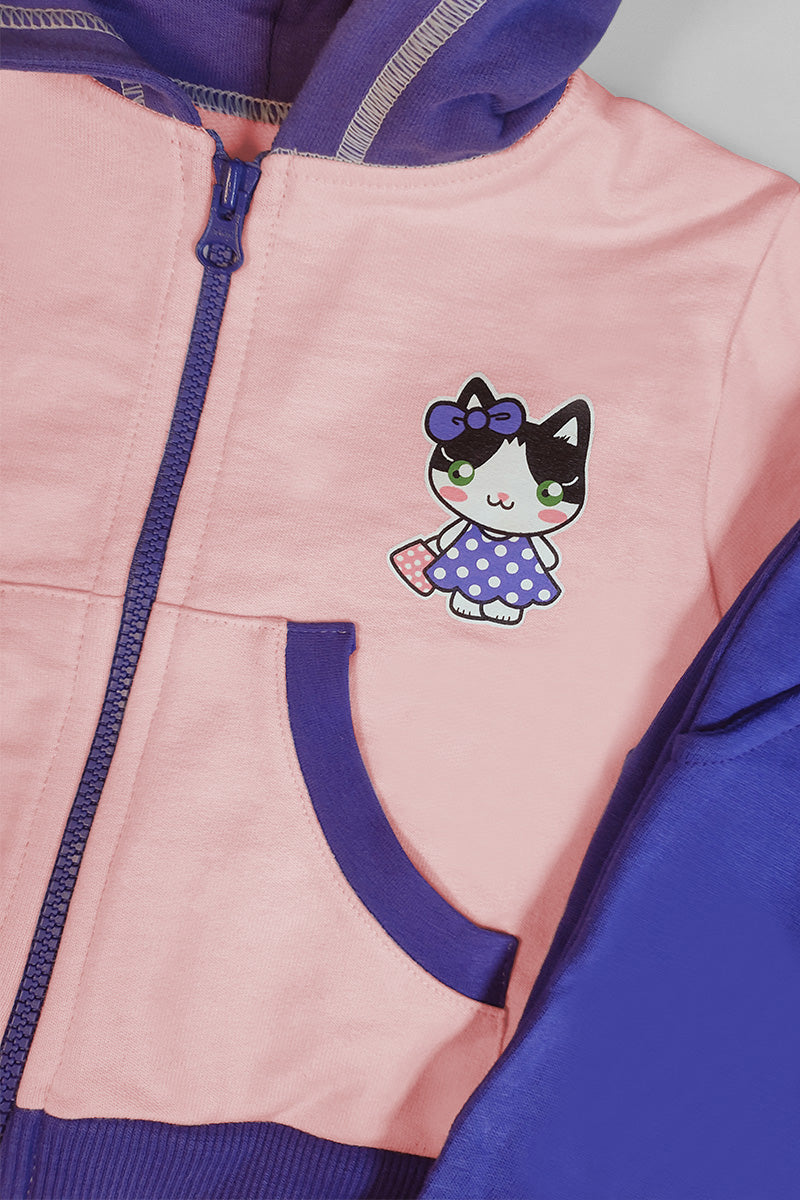 Felpa con cappuccio e tasche neonata/bimba in cotone con stampa