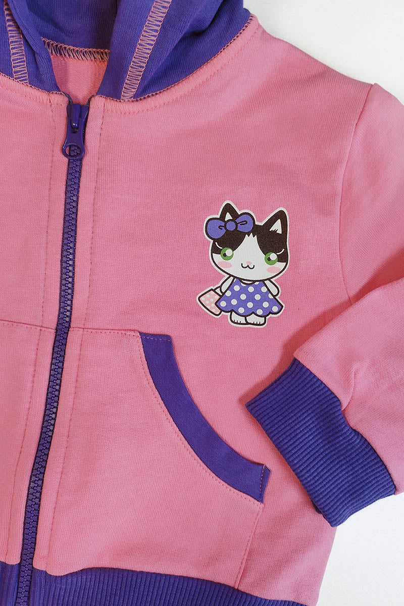 Felpa con cappuccio e tasche neonata/bimba in cotone con stampa