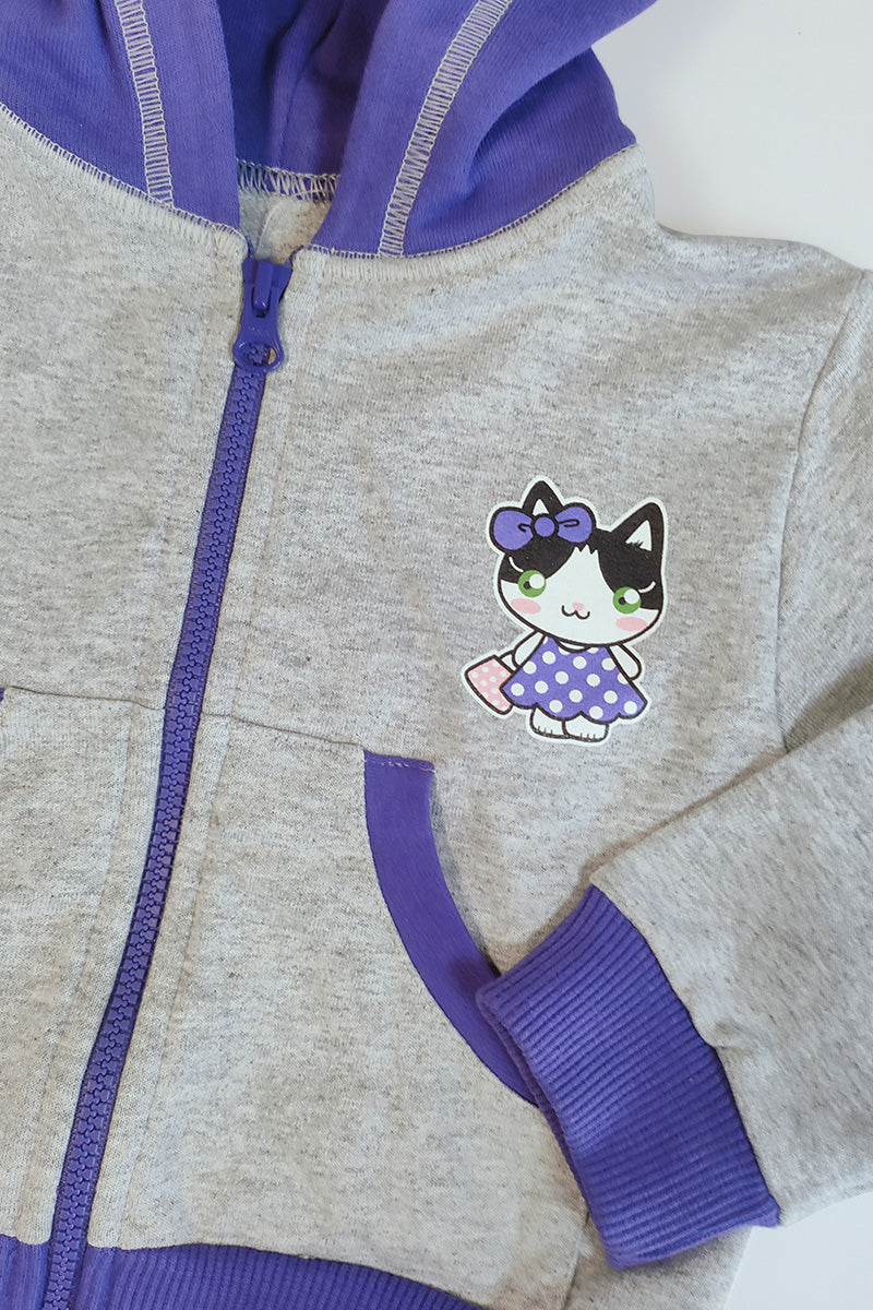 Felpa con cappuccio e tasche neonata/bimba in cotone con stampa