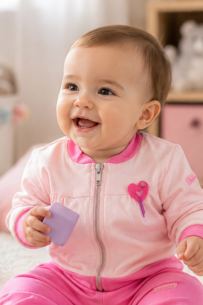 Felpa neonata/bimba in cotone elasticizzato con applicazione e stampa sul retro