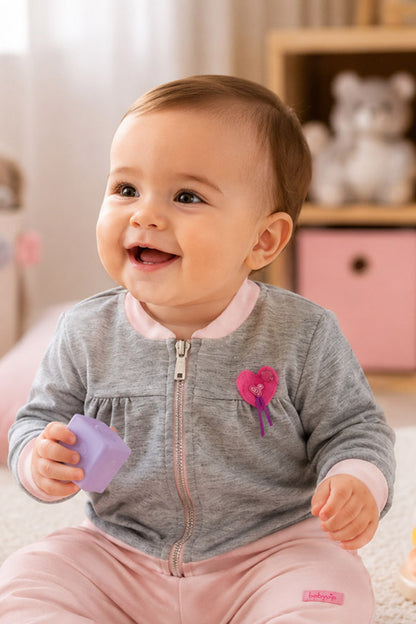 Felpa neonata/bimba in cotone elasticizzato con applicazione e stampa sul retro