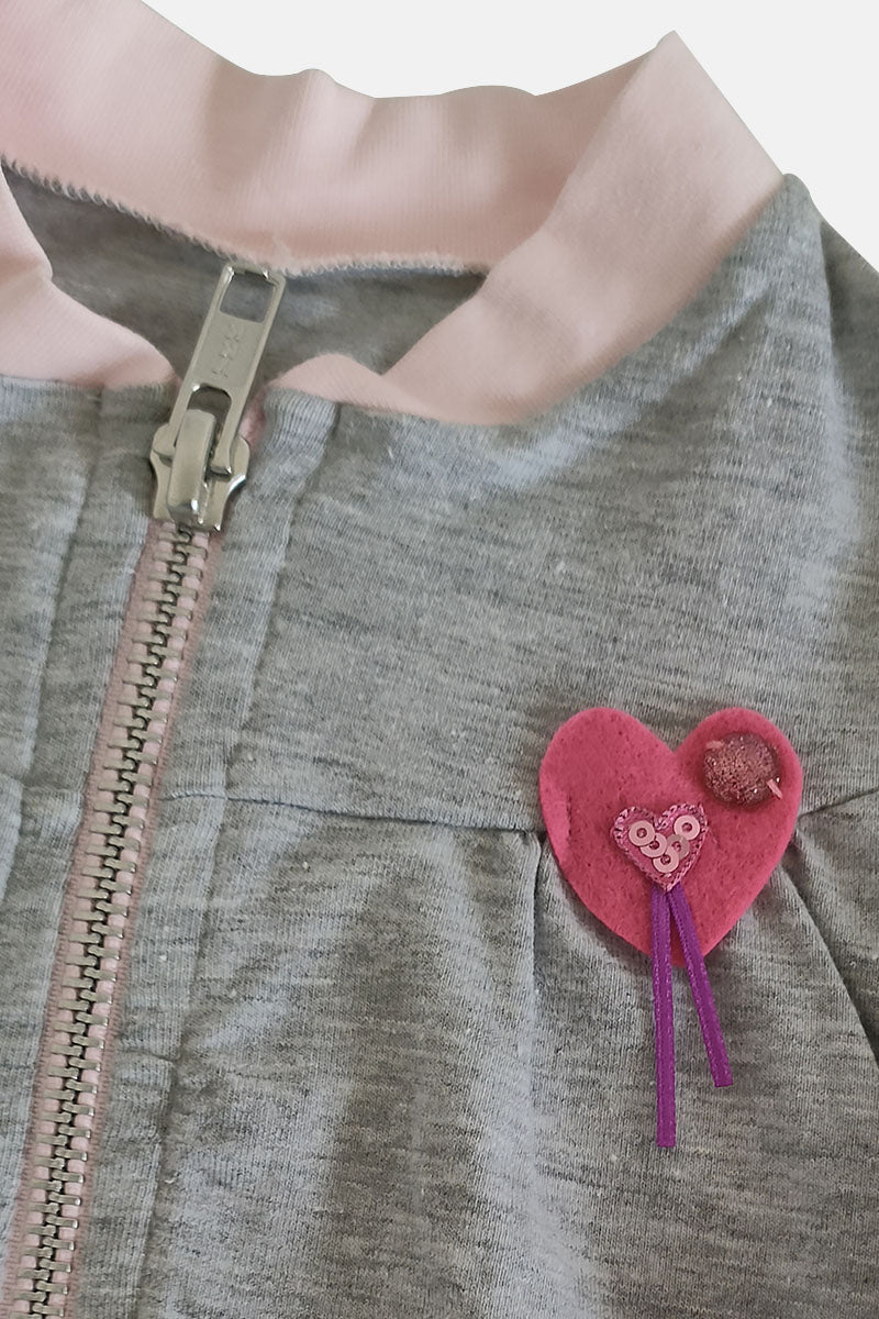 Felpa neonata/bimba in cotone elasticizzato con applicazione e stampa sul retro