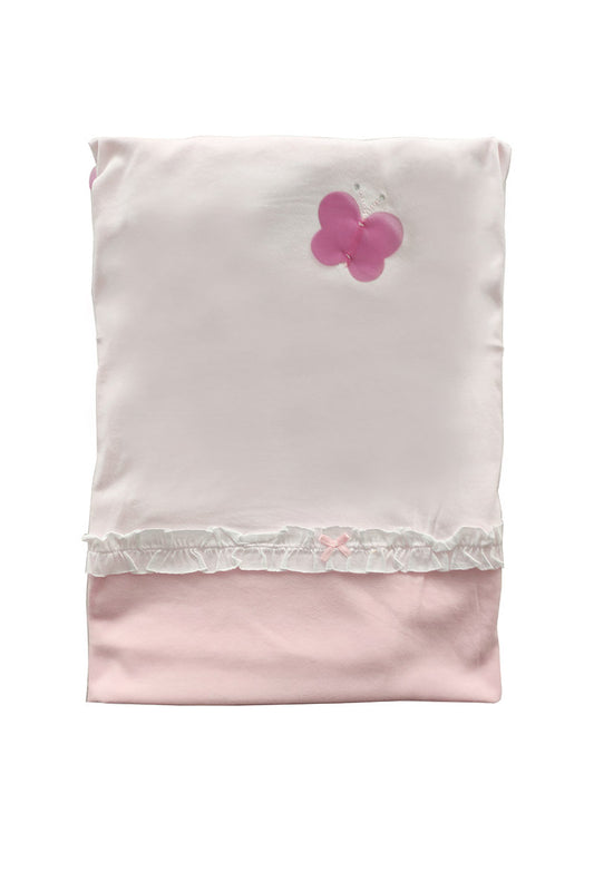 Copertina neonato di cotone con ricamo e strass