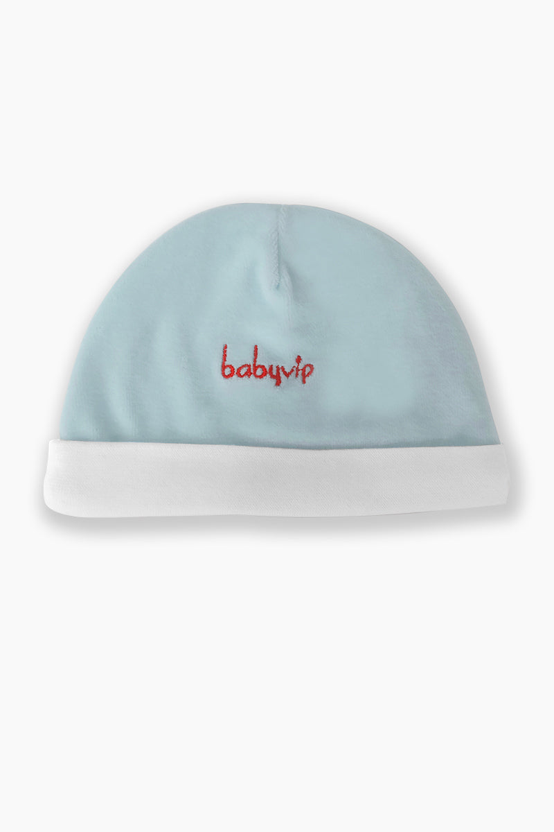 Cappellino in ciniglia con risvolto e ricamo scritta Babyvip