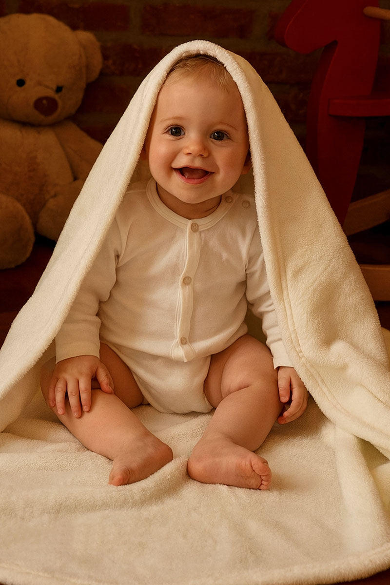 Calda coperta neonato in microfibra modello Softdream con strass