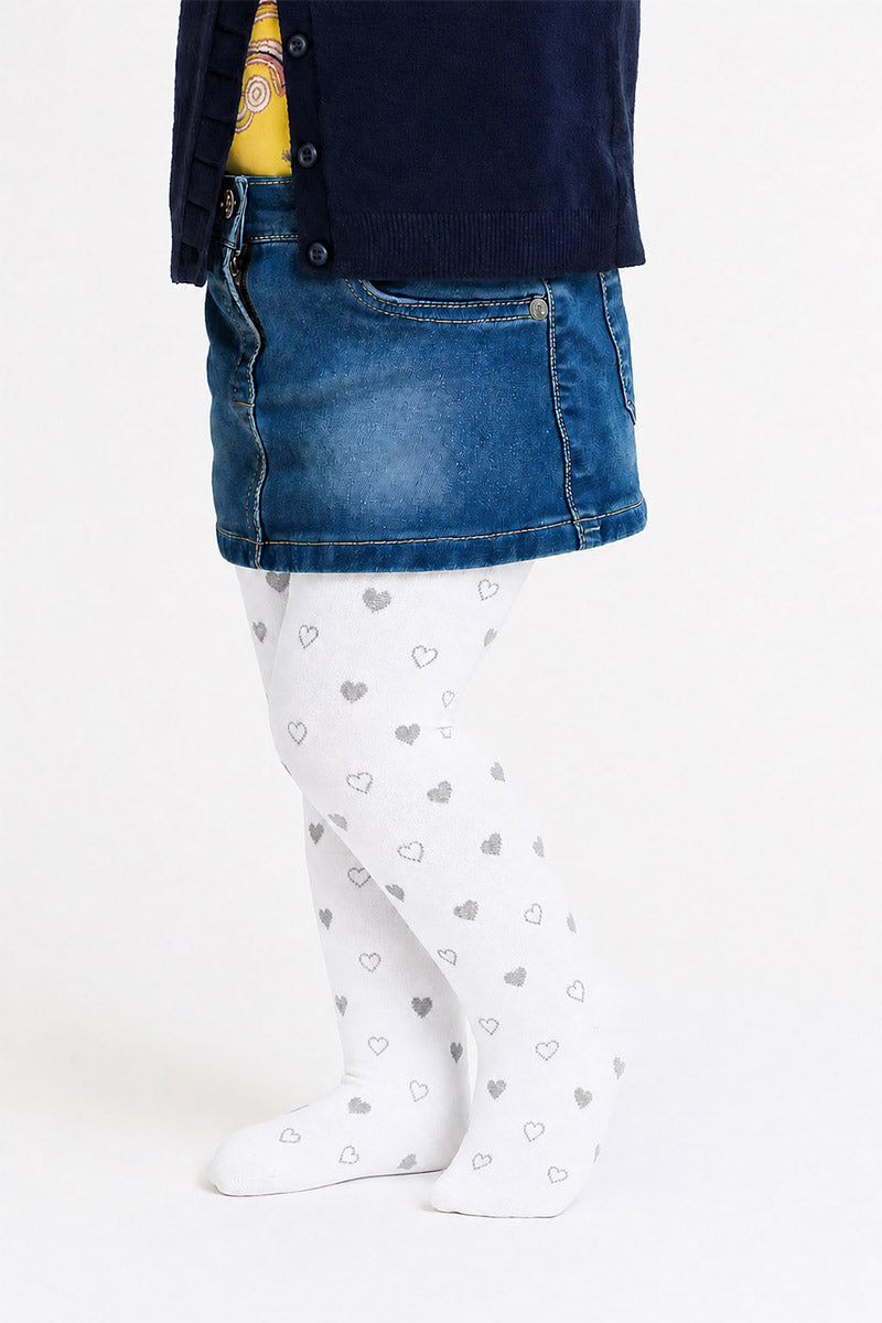 Collant bimba in micro 40 denari con stampa cuore glitter