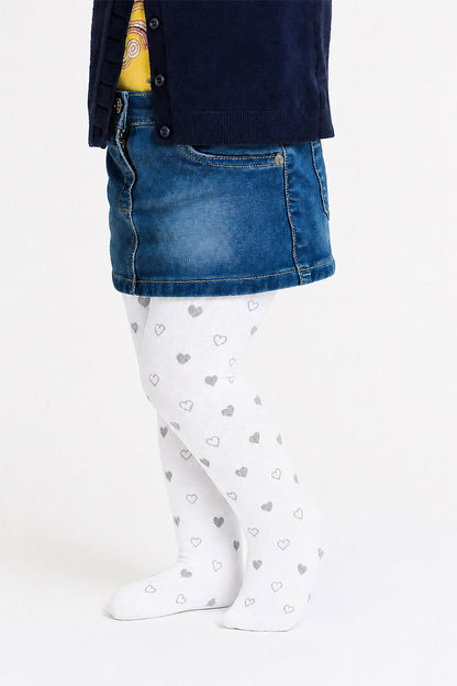 Collant bimba in micro 40 denari con stampa cuore glitter