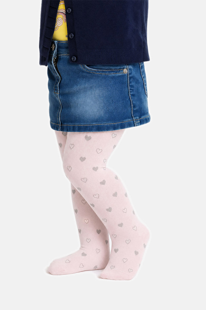 Collant bimba in micro 40 denari con stampa cuore glitter
